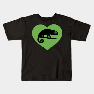 Green Cute Chameleon Heart for Chameleon Lovers Kids T-Shirt